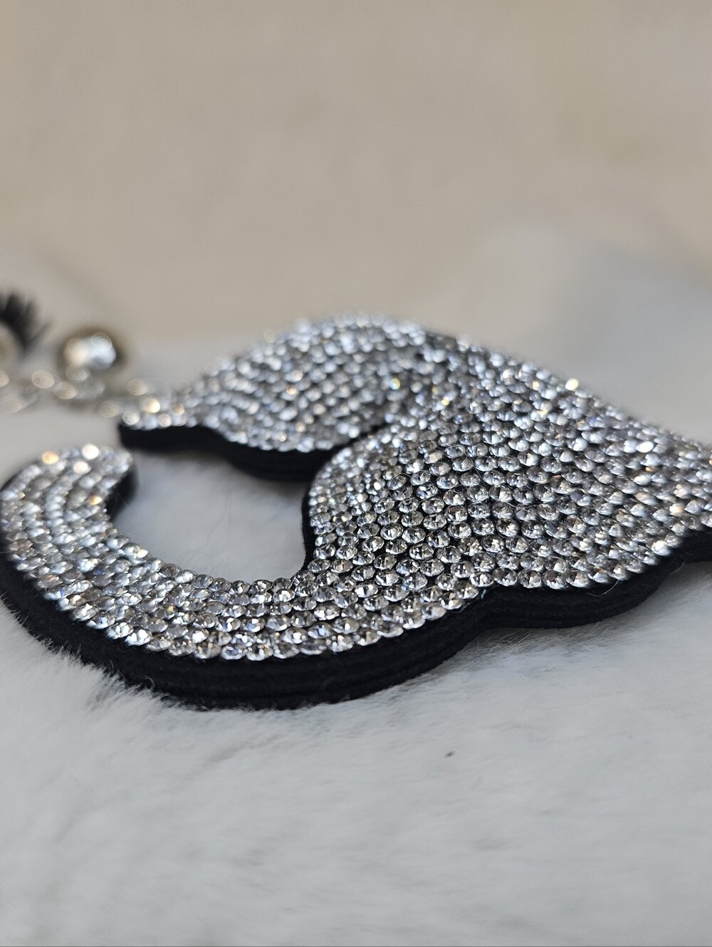 Cat Rhinestone Keychain Charm - Silver Sparkle - Picture 3 of 5